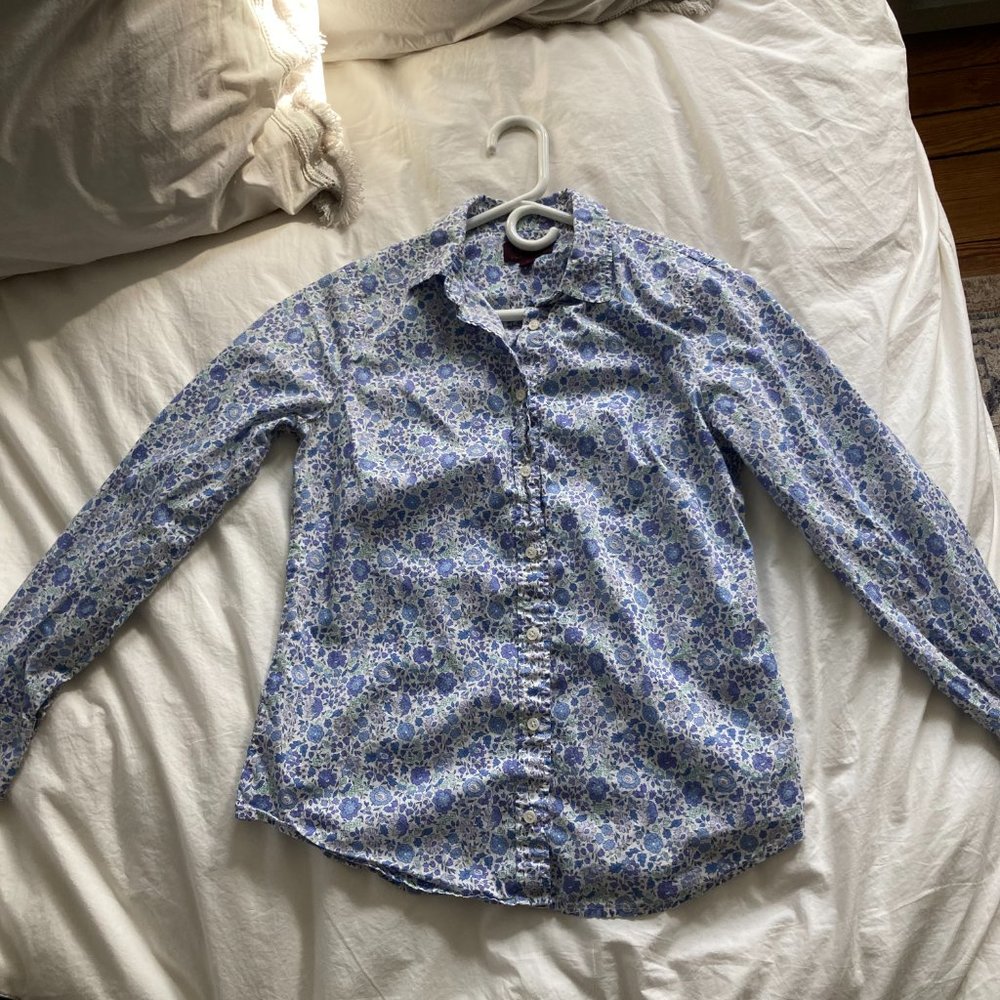 J. Crew Liberty of London Blue Print Button-Down - Size 4